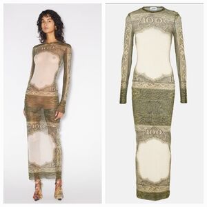 JEAN PAUL GAULTIER Green & Off-White 'The Cartouche' Maxi Dress XXS NWT